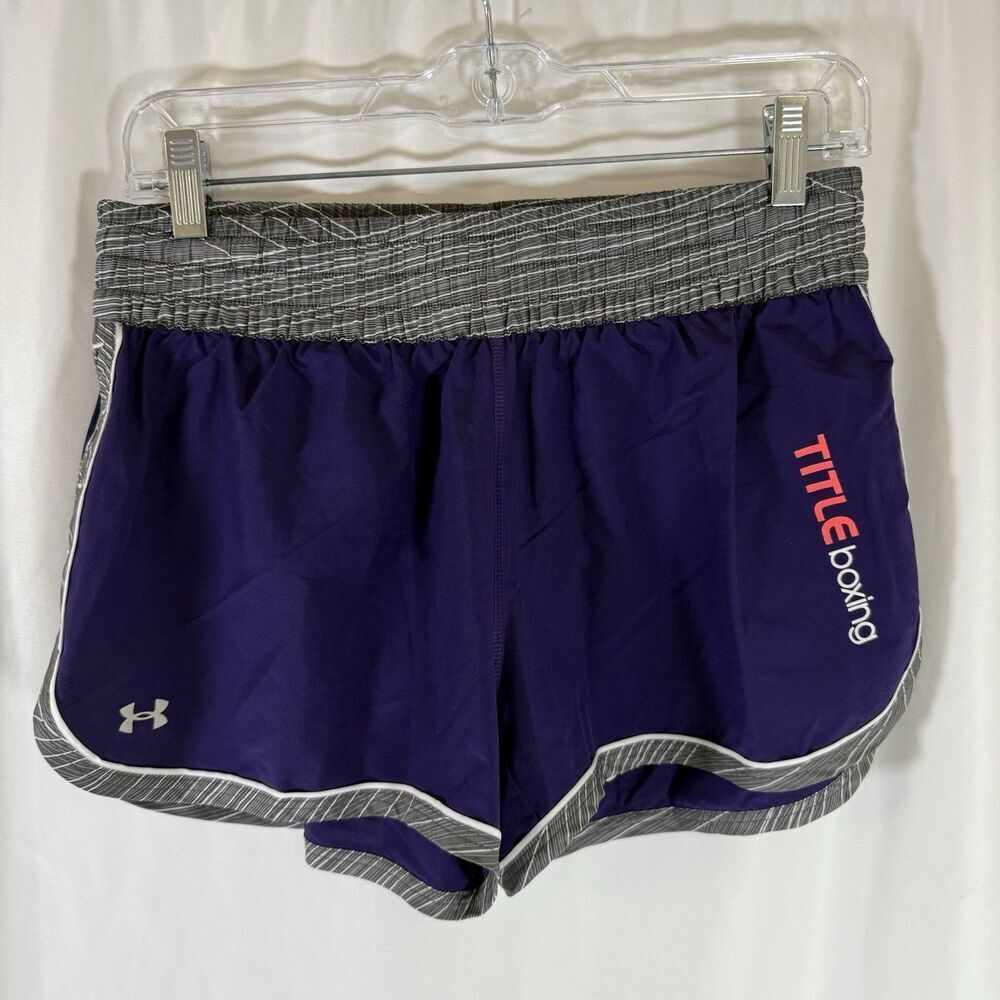 Under Armour Shorts Women's Medium Purple Title Boxing Semi Fitted Elastic Waist